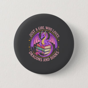 Nur ein Mädchen, das Drachen und Bücher Fantasy Dr Button