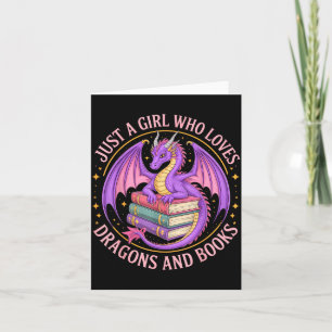 Nur ein Mädchen, das Drachen und Bücher Fantasy Dr Karte