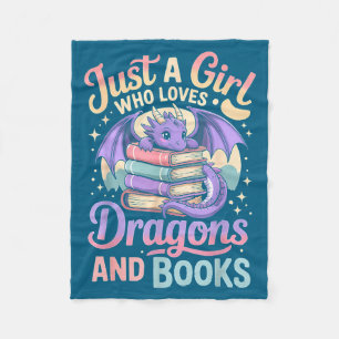 Nur ein Mädchen, das Drachen und Bücher liebt Fant Fleecedecke