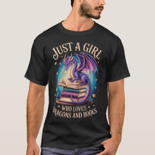 Nur ein Mädchen, das Drachen und Bücher liebt T-Shirt