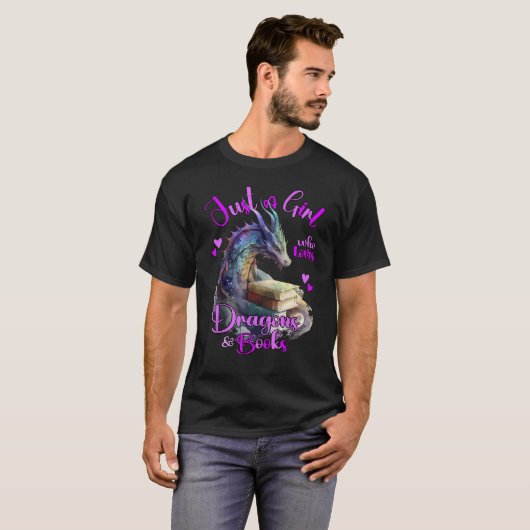 Nur ein Mädchen, das Dragons und Books Fantasy Dr. T-Shirt (Vorne ganz)
