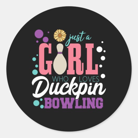Nur ein Mädchen, das Duckpin-Bowling Liebe Runder Aufkleber (Vorderseite)
