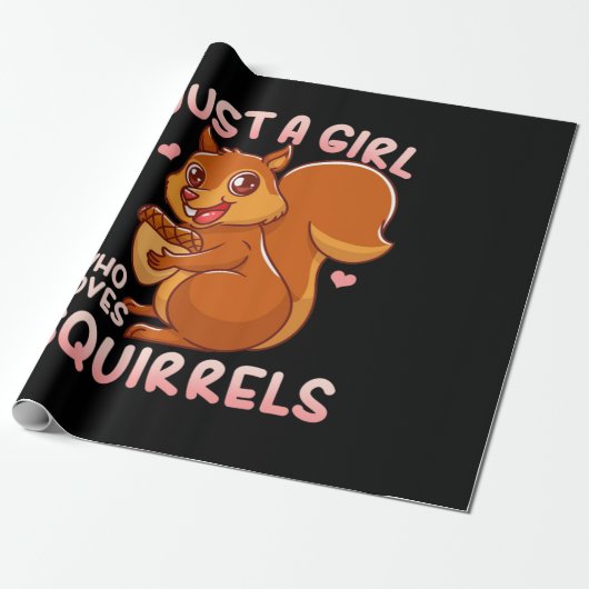 Nur ein Mädchen, das Eichhörnchen Liebe Geschenkpapier (Ungerollt)