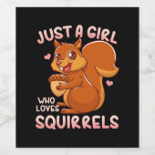 Nur ein Mädchen, das Eichhörnchen Liebe Weinetikett (Einzelnes Label)