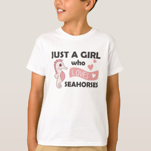Nur ein Mädchen, das ein süßes Seepferd Liebe T-Shirt