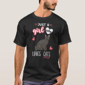 Nur ein Mädchen, das eine schwarze Katze Liebe T-Shirt (Vorderseite)