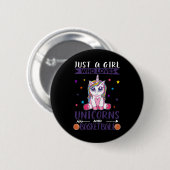 Nur ein Mädchen, das Einhorn und Basketball Liebe Button (Vorne & Hinten)