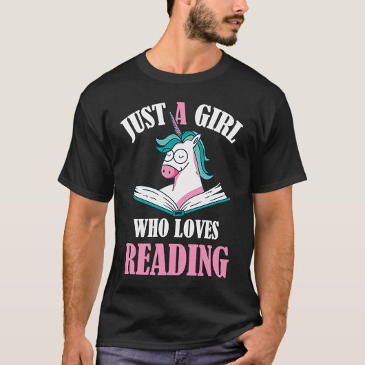Nur ein Mädchen, das Einhorn und Bücherregie lesen T-Shirt (Vorderseite)