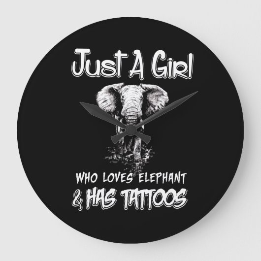 Nur ein Mädchen, das Elefanten Liebe und Tattoos h Große Wanduhr (Vorderseite)