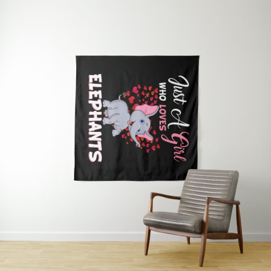 Nur ein Mädchen, das Elefanten Liebe Wandteppich (Beispiel (Horizontal))