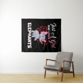 Nur ein Mädchen, das Elefanten Liebe Wandteppich (Beispiel (Horizontal))