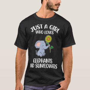 Nur ein Mädchen, das Elefanten und Sonnenblumen Li T-Shirt