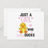 Nur ein Mädchen, das Enten Liebe - Niedliche Tiere Postkarte (Vorne/Hinten)