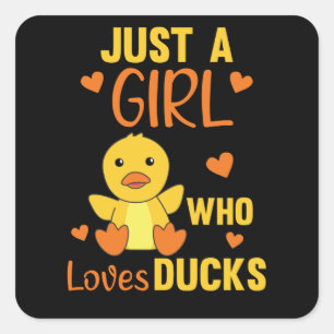 Nur ein Mädchen, das Enten liebt Süße Enten für Mä Quadratischer Aufkleber