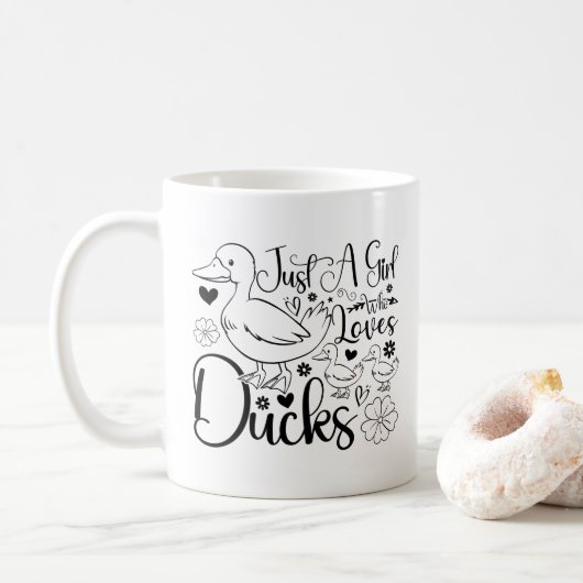 Nur ein Mädchen, das Enten Niedliche Enten Liebe L Kaffeetasse (Mit Donut)