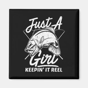 Nur ein Mädchen, das es Reel Funny Fishing Saying Magnet