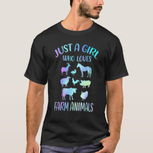 Nur ein Mädchen, das Farmtiere liebt Kühe Schwein T-Shirt