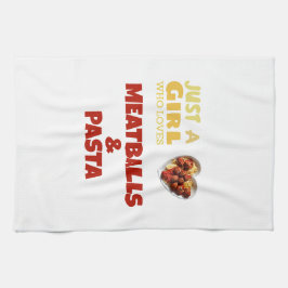 Nur ein Mädchen, das Fleischbällchen und Nudeln Li Geschirrtuch