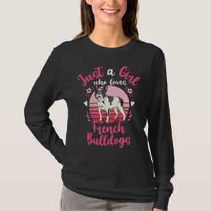Nur ein Mädchen, das französische Bulldogs Liebe V T-Shirt
