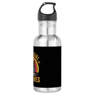 Nur ein Mädchen, das Frenchies Retro Dog_1 liebt Edelstahlflasche