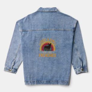 Nur ein Mädchen, das Frenchies Retro Dog_1 liebt Jeansjacke