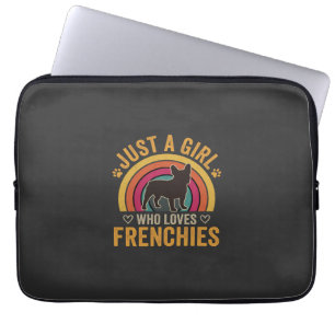 Nur ein Mädchen, das Frenchies Retro Dog_1 liebt Laptopschutzhülle