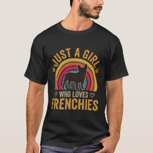 Nur ein Mädchen, das Frenchies Retro Dog_1 liebt T-Shirt