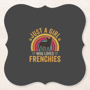 Nur ein Mädchen, das Frenchies Retro Dog_1 liebt Untersetzer