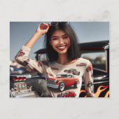 Nur ein Mädchen, das Frisierte Autos Liebe Postkarte (Vorderseite)