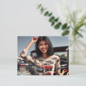 Nur ein Mädchen, das Frisierte Autos Liebe Postkarte (Stehend Vorderseite)