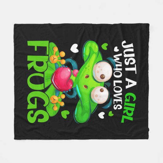 Nur ein Mädchen, das Frösche Liebe Kinder Frosch Fleecedecke (Vorderseite (Horizontal))