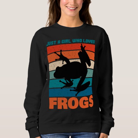 Nur ein Mädchen, das Frösche Liebe - Retro-Tier Sweatshirt (Vorderseite)
