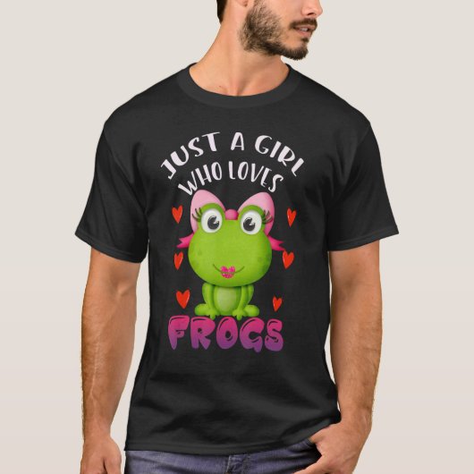 Nur ein Mädchen, das Frösche Niedlicher Grüner Fro T-Shirt (Vorderseite)