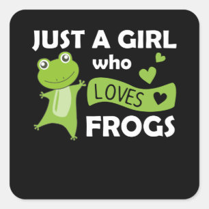 Nur ein Mädchen, das Froschfrösche Liebe Quadratischer Aufkleber