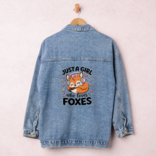 Nur ein Mädchen, das Füchse liebt Süßer rosa Spruc Jeansjacke