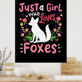 Nur ein Mädchen, das Füchse und Blume Liebe Poster (Küche)