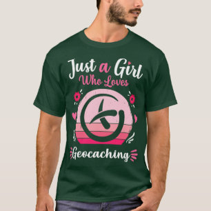 Nur ein Mädchen, das Geocaching Pink Retro Vintag T-Shirt