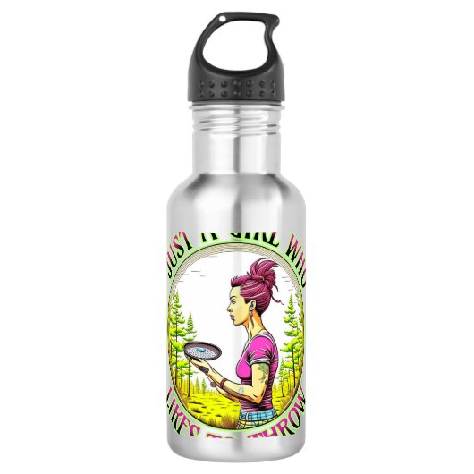 Nur ein Mädchen, das gerne wirft | Disk Golf Edelstahlflasche (Vorderseite)