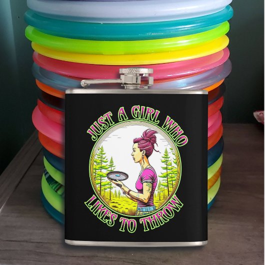 Nur ein Mädchen, das gerne wirft | Disk Golf Flachmann