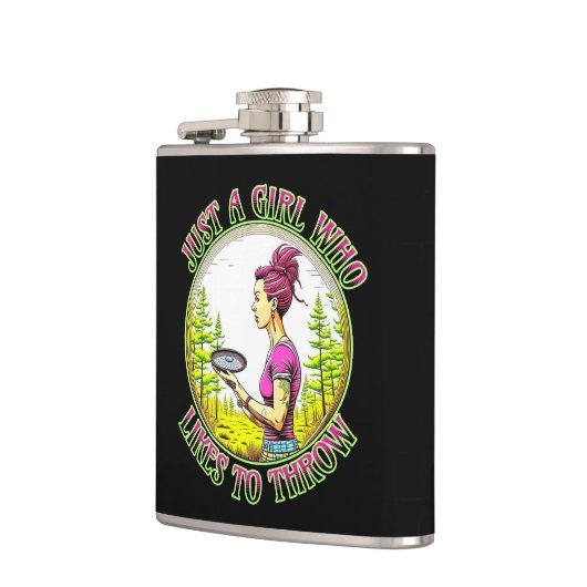 Nur ein Mädchen, das gerne wirft | Disk Golf Flachmann (Links)