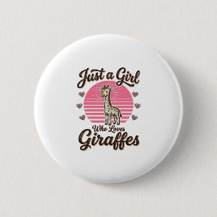 Nur ein Mädchen, das Giraffen liebt, Vintage-Shirt Button