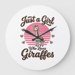 Nur ein Mädchen, das Giraffen liebt, Vintage-Shirt Große Wanduhr
