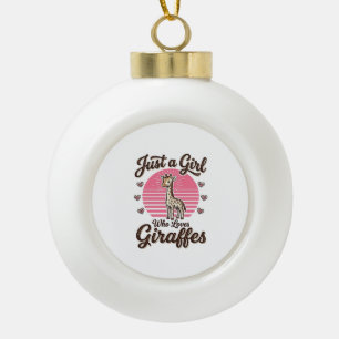 Nur ein Mädchen, das Giraffen liebt, Vintage-Shirt Keramik Kugel-Ornament