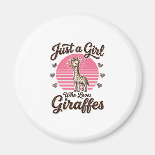 Nur ein Mädchen, das Giraffen liebt, Vintage-Shirt Magnet