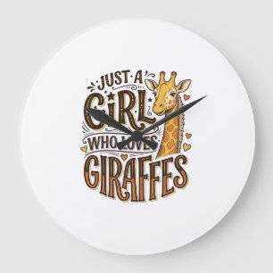 Nur ein Mädchen, das Giraffen liebt, Vintage T-Shi Große Wanduhr