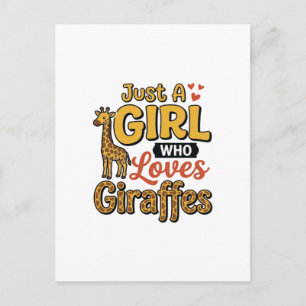Nur Ein Mädchen Das Giraffen Liebt Vintage Vector  Postkarte