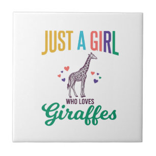 Nur ein Mädchen, das Giraffen liebt, Vintage-Vekto Fliese