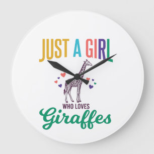 Nur ein Mädchen, das Giraffen liebt, Vintage-Vekto Große Wanduhr