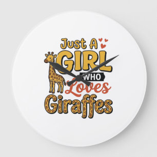 Nur Ein Mädchen Das Giraffen Liebt Vintage Vektor  Große Wanduhr
