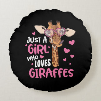 Nur ein Mädchen, das Giraffen Rundes Kissen